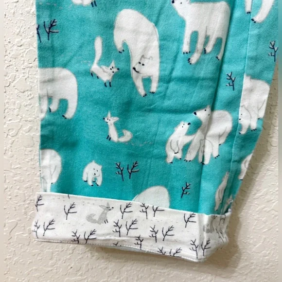 Munki Munki Polar Bear Print 2-Piece Flannel Pajama Set - S - Picture 12 of 15